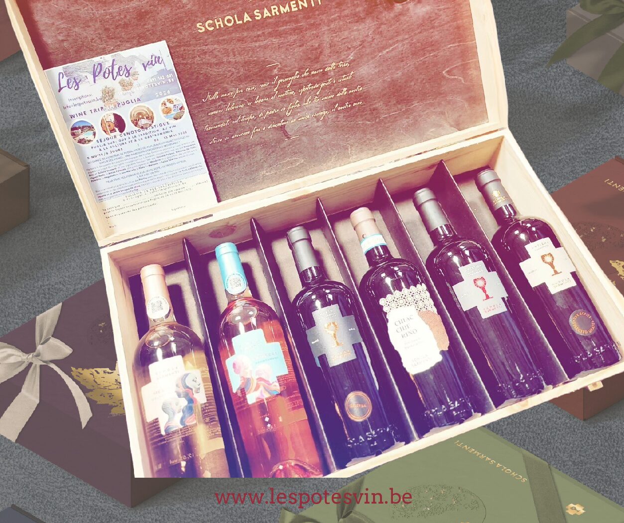 Coffret bois Fêtes des Pères 6 btl.