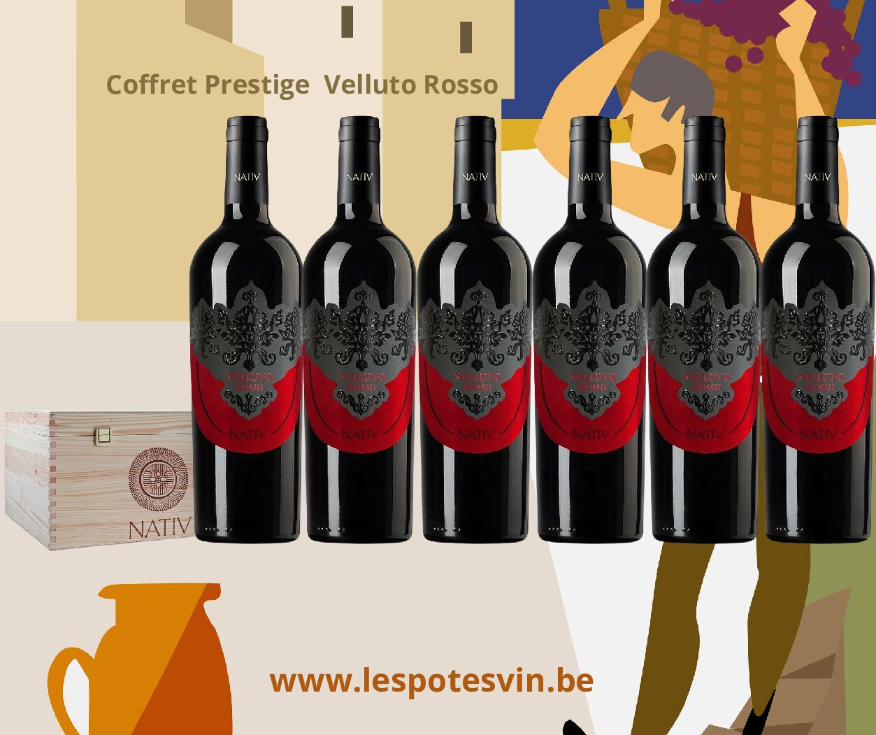 Coffret Prestige - Velluto Rosso - NATIV - Campania - Bois 6 btl.