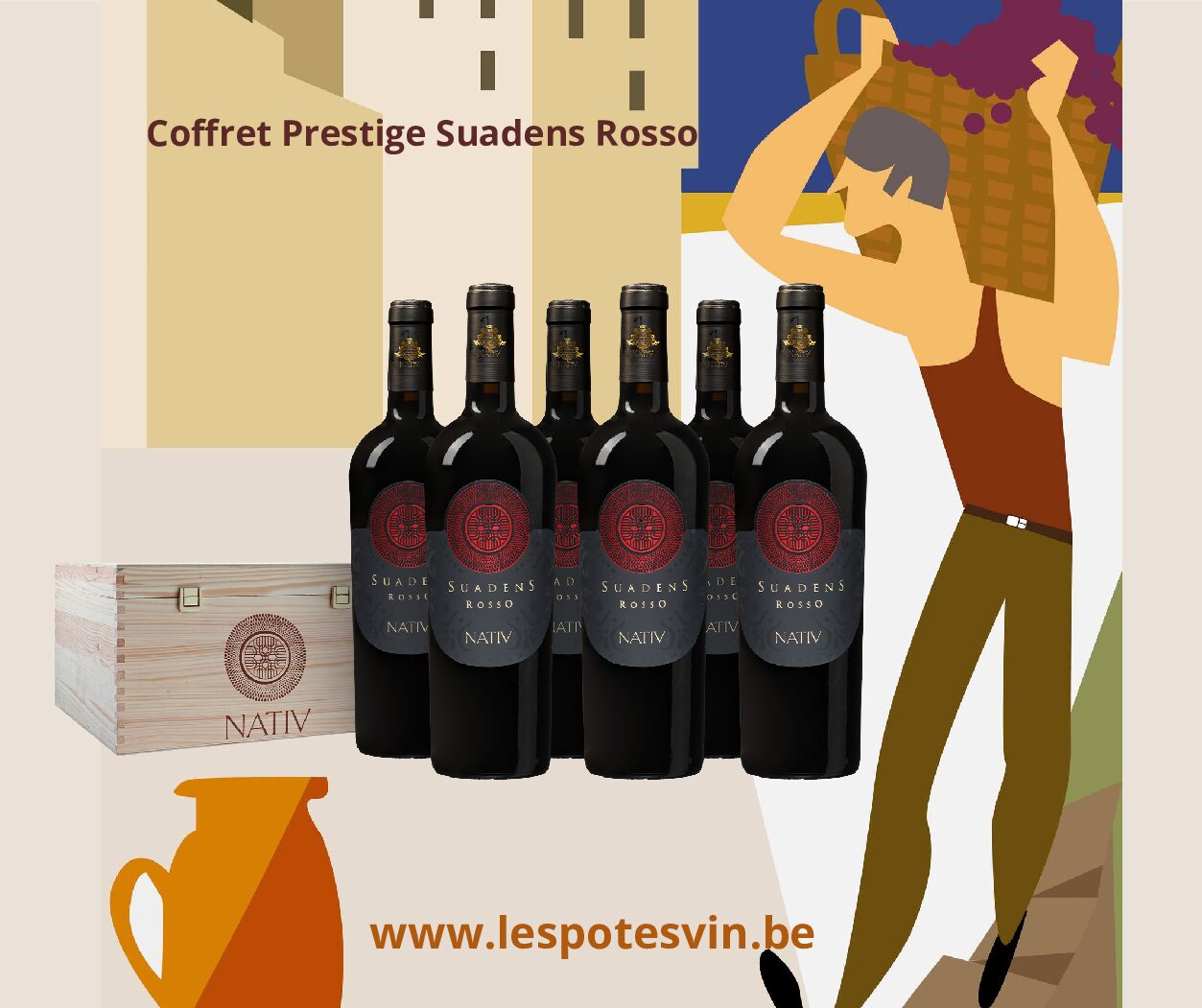Coffret Suadens Rosso | NATIV | Campania - 6 btl. Bois
