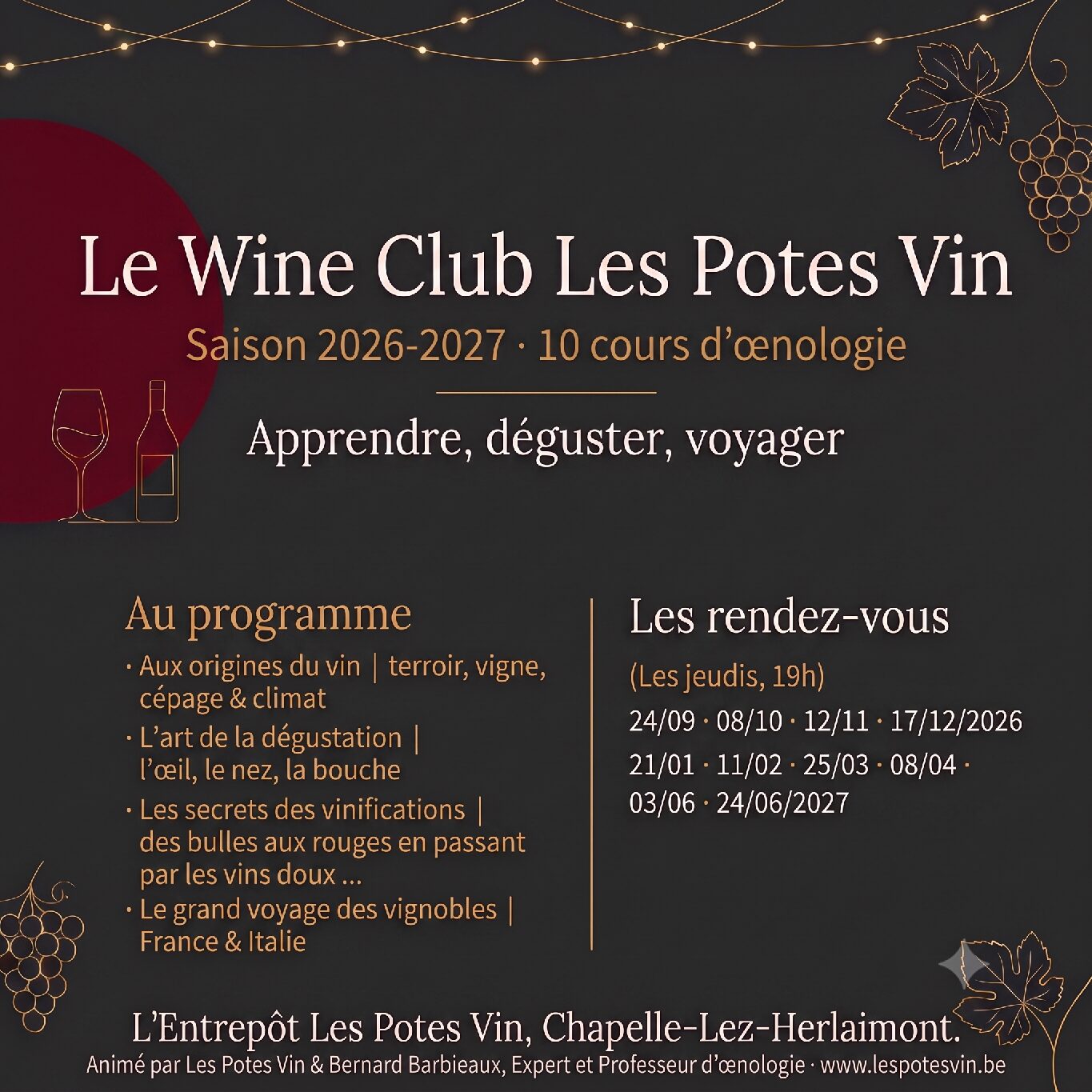 Le Wine Club Les Potes Vin | Cours d'œnologie 2026-2027