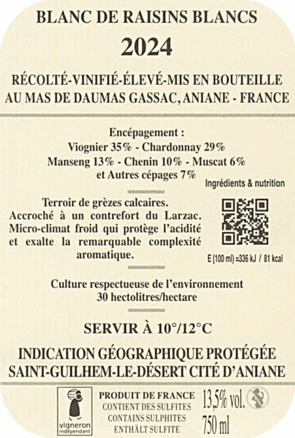 Mas de Daumas Gassac – Vin de Pays de l’Herault blanc 2024 Magnum – Image 3